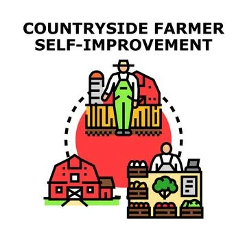 Countryside farmer self improvement process developing skills Stock Illustration
