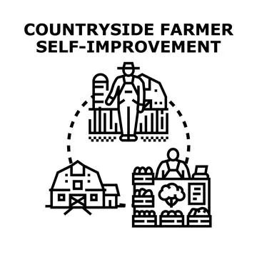 Countryside farmer self improvement process developing skills Stock Illustration