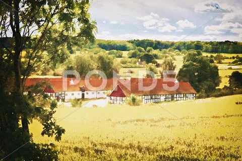 Countryside farmhouse Stock Illustration