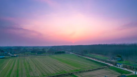 Countryside Fields at Sunset Views Scenic Views Timelapse 스톡 동영상 320787125