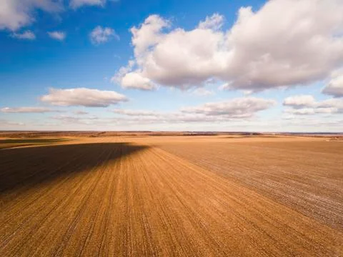 Countryside with fields in winter time. Stock Photos
