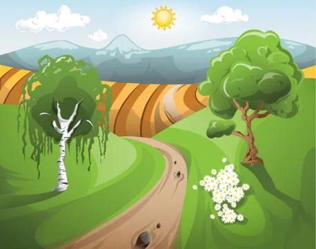 Countryside landscape Stock Illustration