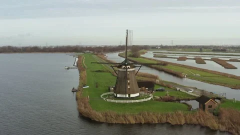 Countryside mill in the Netherlands Stock Footage 154896980