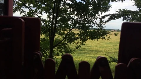 Countryside from moving train Video stock 96755136