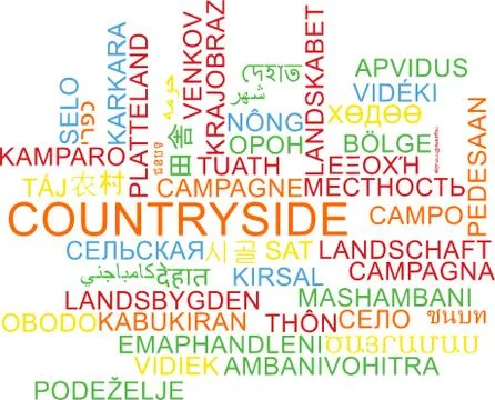 Countryside multilanguage wordcloud background concept Illustrazione stock