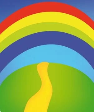 Countryside with rainbow Stock Illustration