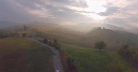 Countryside Road Aerial View Stock Footage 80887448