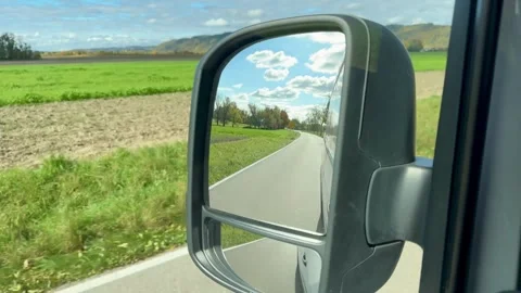 Countryside Road Reflected In Car Side Mirror Stock-Footage 320830737
