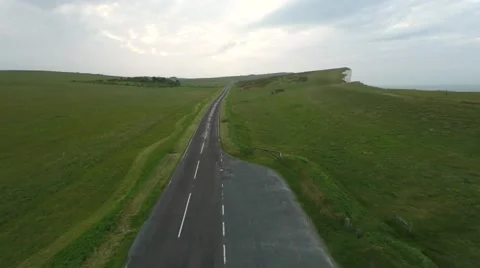 Countryside road at seaside Stock Footage 50404818