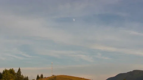 Countryside Setting With Moonlight, Peaceful Rural Field. Stock Footage 88317660