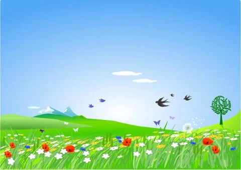Countryside springlike Stock Illustration