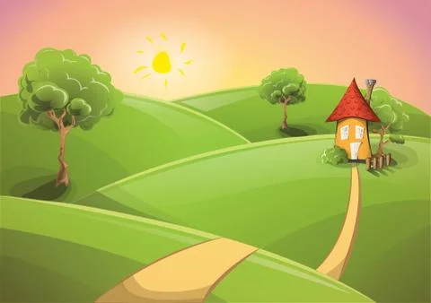 Countryside sunset Stock Illustration