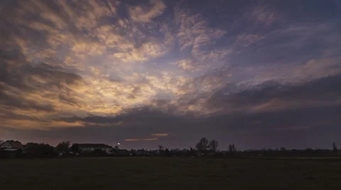 Countryside Sunset Landscape - Timelapse Stock Footage 48027904