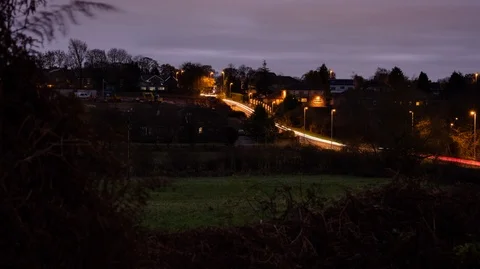 Countryside Timelapse With Traffic, Night 4K Stock Footage 99730729