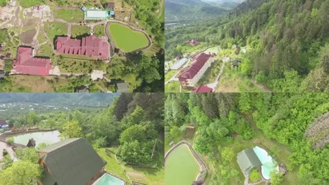 Countryside vacation. Split Screen Stock Footage 255998773