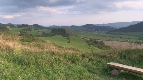 Countryside View with a Bench Video stock 104011229