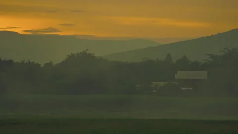 Countryside view on hill background of sunset  Stock Footage 249031015