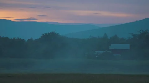 Countryside view on hill background of sunset  Stock Footage 249031111