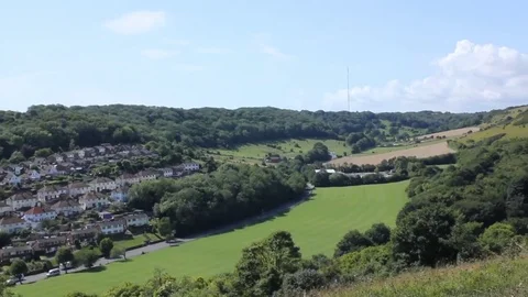 Countryside view from Whinless Down, Dover, Kent, England 動画素材 70865120