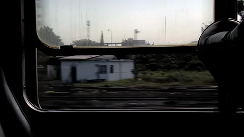 Countryside View from the Window of an Old Argentine Passenger Train - 4K Stock Footage 284752288