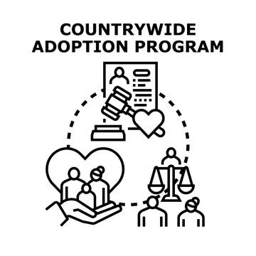 Countrywide adoption program forming new families concept Stockillustratie