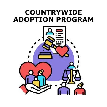 Countrywide adoption program forming new families concept Stock Illustration