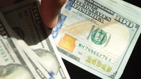 Counts dollars in hands close-up Stock Footage 146447409