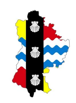 County Bedfordshire map flag vector silhouette Stock Illustration
