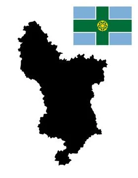 County Derbyshire map flag vector silhouette illustration Ilustração Stock