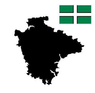 County Devon map flag vector silhouette illustration Stock Illustration