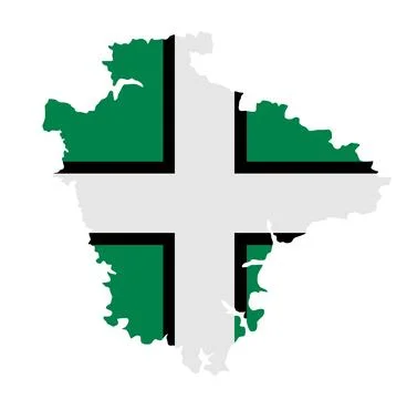 County Devon map flag vector silhouette illustration イラスト素材