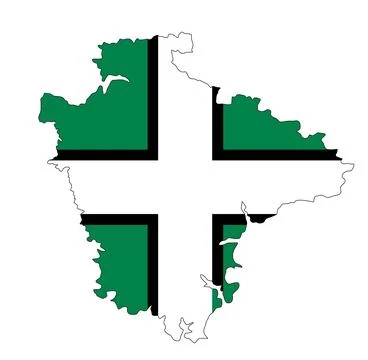 County Devon map flag vector silhouette illustration Illustrazione stock