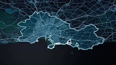 County Dublin Ireland Digital Map Highlight 4K Video stock 337855411