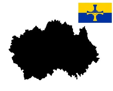 County Durham map flag vector silhouette illustration Stock Illustration