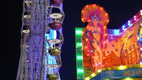 County Fair Laights At Night Stock Footage 197607406