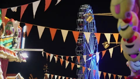 County Fair Laights At Night Stock Footage