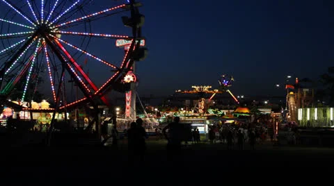 County Fair at Night Timelapse Stock Footage 25542162