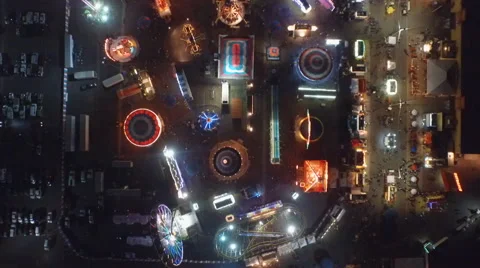 County Fairgrounds Flyover at Night Stock Footage 52263800