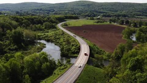County Highway Leading to Cooperstown Stock Footage 196005865