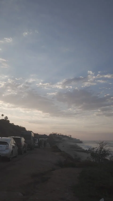 County line CA Surf sunrise pan beach vert  0115 D Stock-Footage 284281145