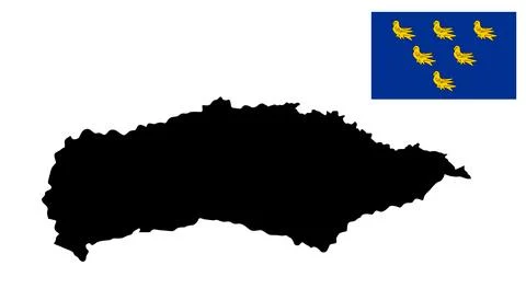 County Sussex map flag vector silhouette illustration Stock Illustration