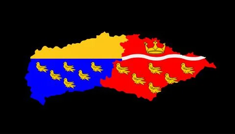 County Sussex map flag vector silhouette illustration イラスト素材