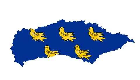 County Sussex map flag vector silhouette illustration Illustrazione stock