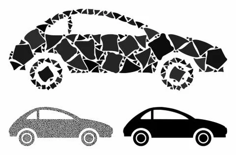 Coupe car Composition Icon of Rough Pieces Stock Illustration