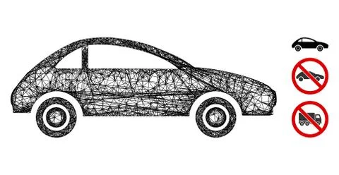 Coupe Car Polygonal Web Vector Mesh Illustration 库存插图