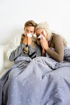 Coupe having flu Stock Photos