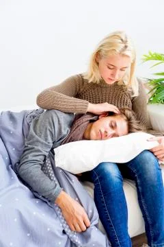 Coupe having flu Stock Photos