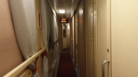 Coupe train. Salon of the train. Luxury train Stock Footage 114689724