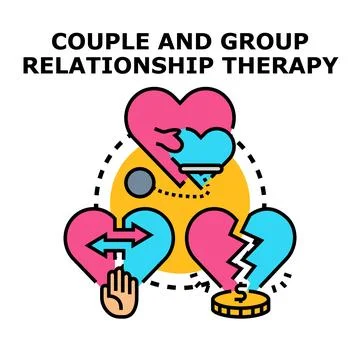 Couple and group relationship therapy concept illustrating support Stock Illustration