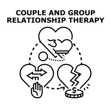 Couple and group relationship therapy concept illustrating support Stock Illustration